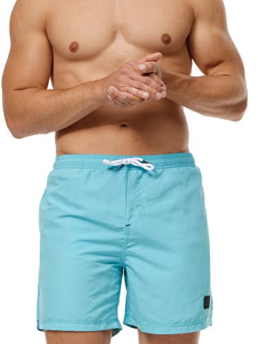 Indicode Herren Ferguson Badehose mit 3 Taschen und Tunnelzug | Badeshorts für Männer Maui Blue, S von Indicode
