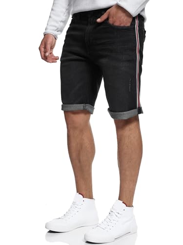 Indicode Herren Fife Jeans Shorts mit 5 Taschen | Herrenshorts Used Look für Männer Black, S von Indicode