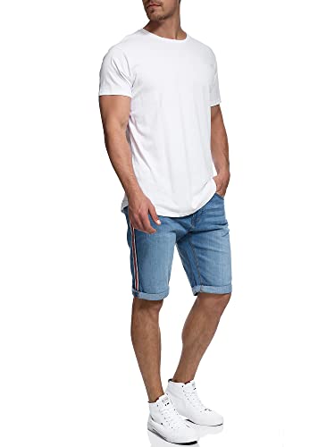 Indicode Herren Fife Jeans Shorts mit 5 Taschen | Herrenshorts Used Look für Männer Blue Wash, L von Indicode