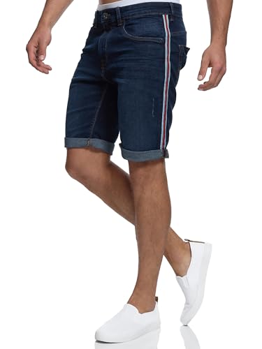 Indicode Herren Fife Jeans Shorts mit 5 Taschen | Herrenshorts Used Look für Männer Dark Blue, M von Indicode