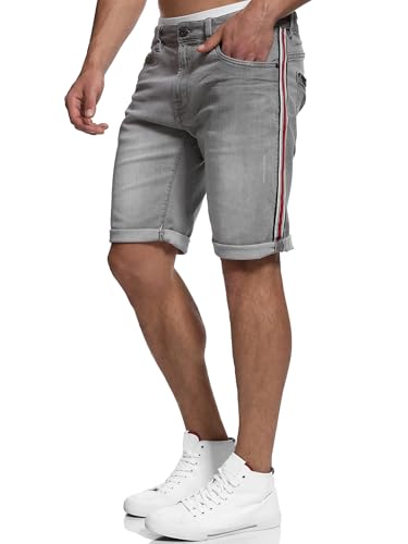 Indicode Herren Fife Jeans Shorts mit 5 Taschen | Herrenshorts Used Look für Männer Lt Grey, L von Indicode