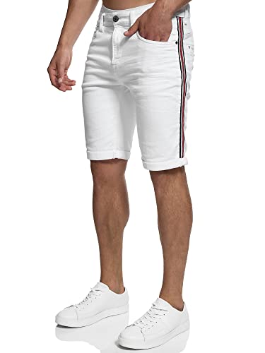 Indicode Herren Fife Jeans Shorts mit 5 Taschen | Herrenshorts Used Look für Männer Offwhite, S von Indicode