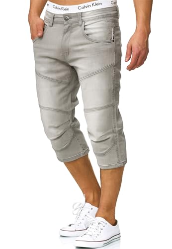 Indicode Herren Fortune 3/4 Jeans Shorts aus 98% Baumwolle | Bermuda Denim Freizeithose für Männer Lt Grey, XL von Indicode
