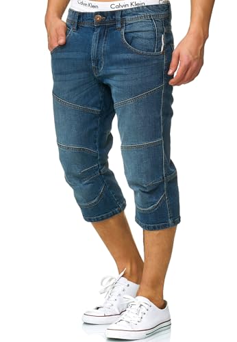Indicode Herren Fortune 3/4 Jeans Shorts aus 98% Baumwolle | Bermuda Denim Freizeithose für Männer Medium Indigo, XXL von Indicode