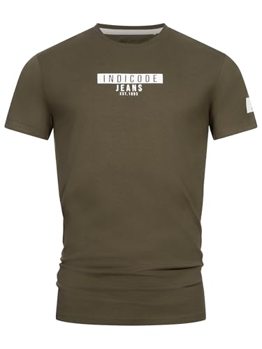 Indicode Herren INVegas T-Shirt mit Rundhals-Ausschnitt aus Baumwolle | Herrenshirt Sommershirt Männer Army, XXL von Indicode