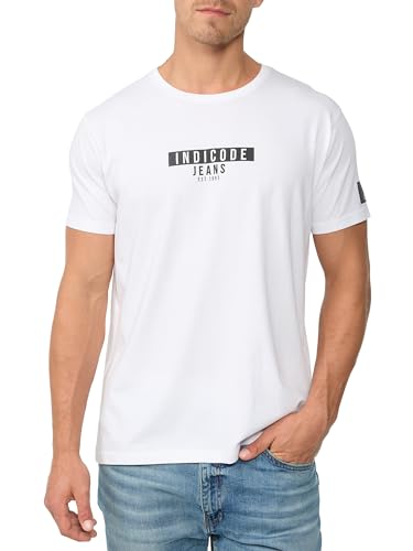 Indicode Herren GOTSVegas T-Shirt mit Rundhals-Ausschnitt aus Baumwolle | Herrenshirt Sommershirt Männer Offwhite M von Indicode