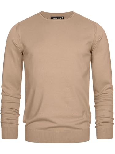 Indicode Herren Gamal Strickpullover aus 80% Baumwolle | Pullover O-Neck Pulli Männer Beige Mix, S von Indicode