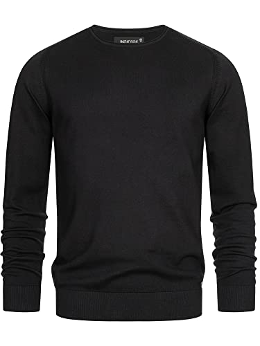 Indicode Herren Gamal Strickpullover aus 80% Baumwolle | Pullover O-Neck Pulli Männer Black, L von Indicode