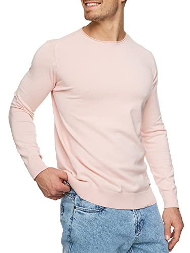 Indicode Herren Gamal Strickpullover aus 80% Baumwolle | Pullover O-Neck Pulli Männer Chintz Rose L von Indicode