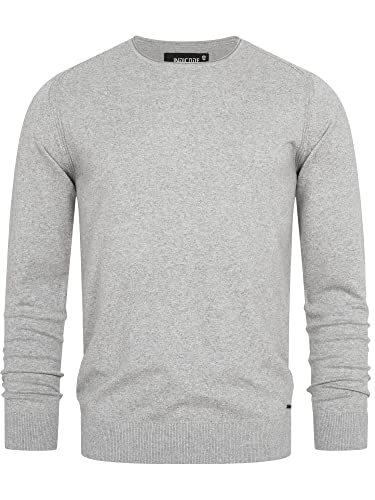 Indicode Herren Gamal Strickpullover aus 80% Baumwolle | Pullover O-Neck Pulli Männer Lt Grey Mix M von Indicode