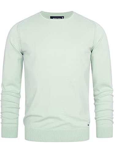Indicode Herren Gamal Strickpullover aus 80% Baumwolle | Pullover O-Neck Pulli Männer Sea Foam, M von Indicode