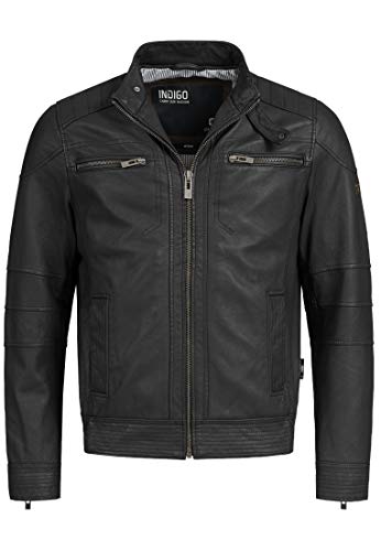 Indicode Herren Germo Lederjacke aus Lammleder | Echtleder Jacke Motorradjacke Bikerjacke Black 3XL von Indicode