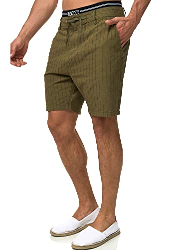 Indicode Herren Giwgros Chino Shorts mit 4 Taschen | Chinoshorts Herrenshorts für Männer Olive L von Indicode