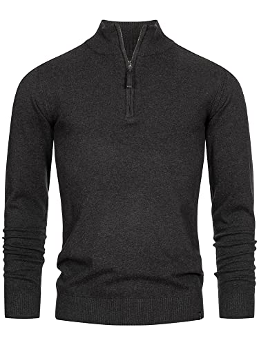 Indicode Herren Gore Pullover aus 80% Baumwolle mit Stehkragen | Strickpullover für Männer Charcoal Mix, XXL von Indicode