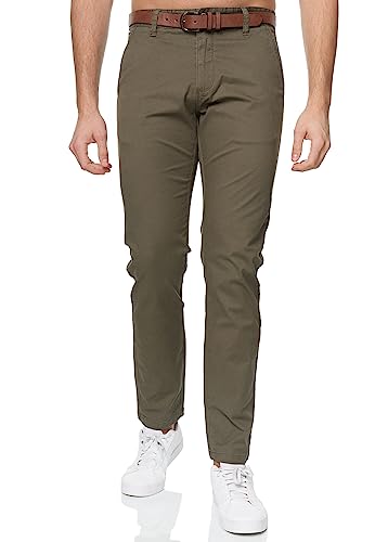 Indicode Herren Gower Chinohose Stretchhose | Chino Herrenhose Super Stretch Stoffhose Army, 32/32 von Indicode