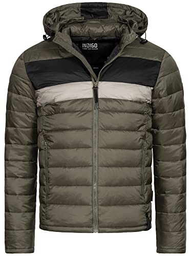 Indicode Herren Hampshire Steppjacke in Daunenjacken-Optik | Winterjacke Übergangsjacke Army Mix XL von Indicode