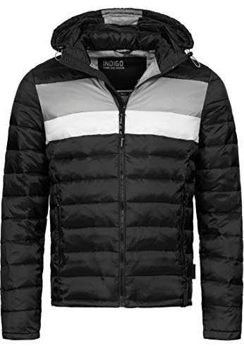 Indicode Herren Hampshire Steppjacke in Daunenjacken-Optik | Winterjacke Übergangsjacke Black Mix, XL von Indicode