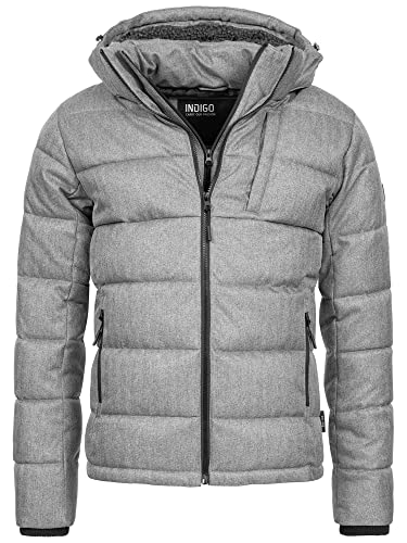Indicode Herren Hebert Steppjacke in Daunenjacken-Optik | Winterjacke Übergangsjacke Grey Mix XXL von Indicode