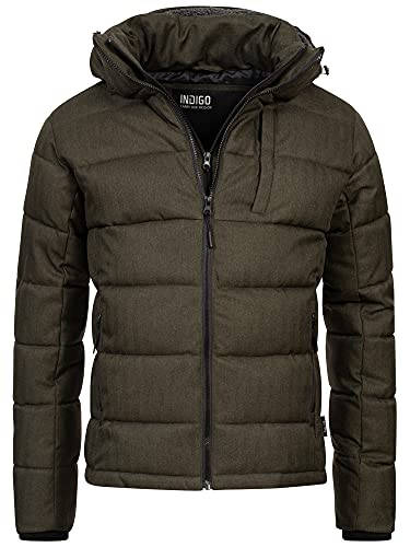 Indicode Herren Hebert Steppjacke in Daunenjacken-Optik | Winterjacke Übergangsjacke Army M von Indicode