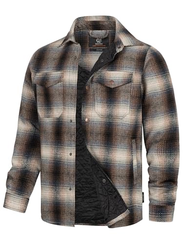Indicode Herren Henderson Langarmhemd Übergangsjacke gefüttert | Herrenhemd Freizeithemd Coffee Bean, M von Indicode