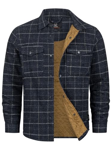Indicode Herren Henderson Langarmhemd Übergangsjacke gefüttert | Herrenhemd Freizeithemd Dark Navy, L von Indicode