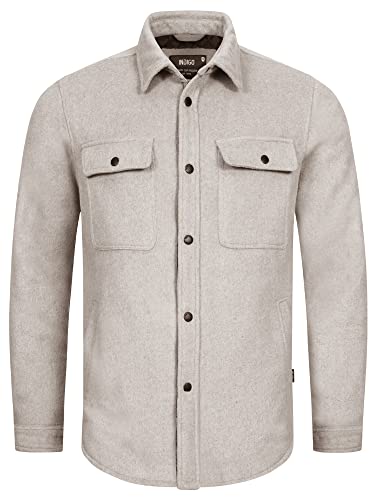 Indicode Herren Henderson Langarmhemd Übergangsjacke gefüttert | Herrenhemd Freizeithemd Grey Mix L von Indicode