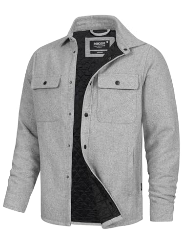 Indicode Herren Henderson Langarmhemd Übergangsjacke gefüttert | Herrenhemd Freizeithemd Grey Mix, L von Indicode