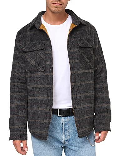 Indicode Herren Henderson Langarmhemd Übergangsjacke gefüttert | Herrenhemd Freizeithemd Raven XL von Indicode