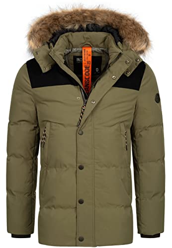 Indicode Herren Hexyl Winterparka mit Kapuze | Parka Steppjacke Herrenparka Army XL von Indicode