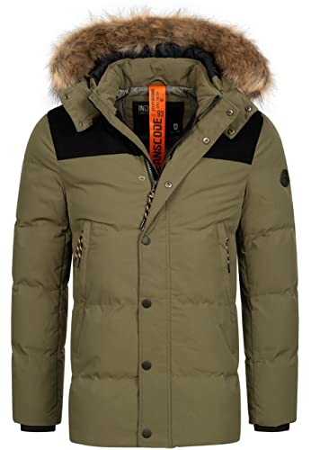 Indicode Herren Hexyl Winterparka mit Kapuze | Parka Steppjacke Herrenparka Army, XL von Indicode