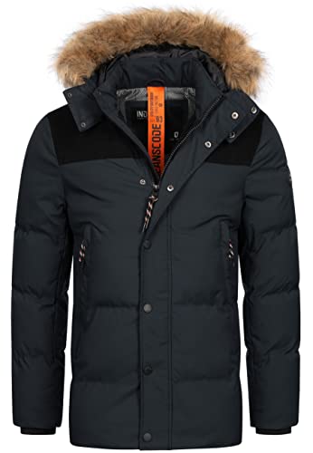Indicode Herren Hexyl Winterparka mit Kapuze | Parka Steppjacke Herrenparka Black, S von Indicode