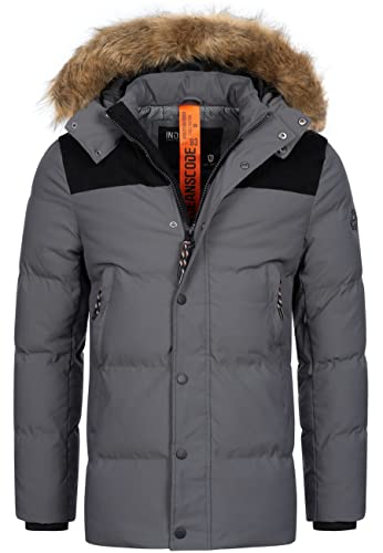 Indicode Herren Hexyl Winterparka mit Kapuze | Parka Steppjacke Herrenparka Dk Grey M von Indicode