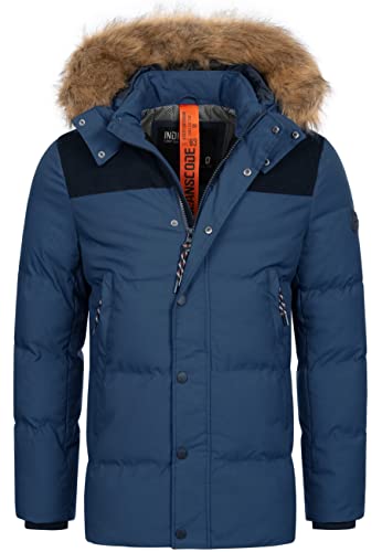 Indicode Herren Hexyl Winterparka mit Kapuze | Parka Steppjacke Herrenparka Navy, XL von Indicode