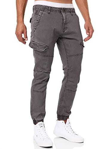 Indicode Herren Hills Cargohose aus 98% Baumwolle mit 6 Taschen | Freizeithose für Männer Dk Grey S von Indicode