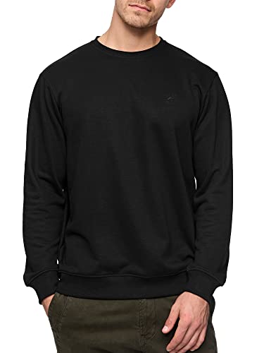 Indicode Herren Holt Sweatshirt aus Baumwollmischung | Sweater mit RIPP-Bündchen Pullover für Männer Black, XXL von Indicode