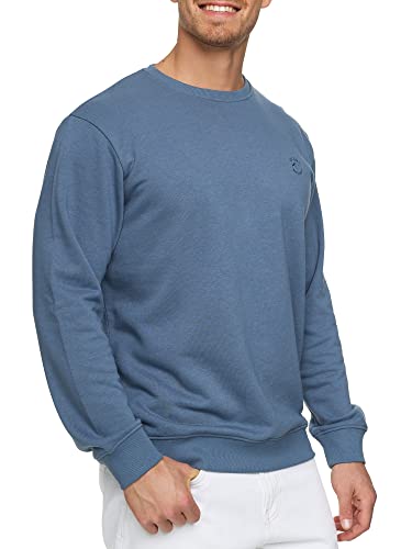 Indicode Herren Holt Sweatshirt aus Baumwollmischung | Sweater mit RIPP-Bündchen Pullover für Männer China Blue, XL von Indicode