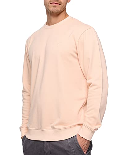 Indicode Herren Holt Sweatshirt aus Baumwollmischung | Sweater mit RIPP-Bündchen Pullover für Männer Pale Peach, M von Indicode