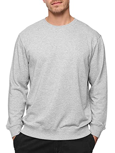 Indicode Herren Holt Sweatshirt aus Baumwollmischung | Sweater mit RIPP-Bündchen Pullover für Männer Lt Grey Mix M von Indicode