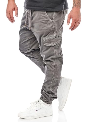 Indicode Herren Hose Levi Cargohose 6-Pockets Bündchen am Beinabschluss L Raven Grey von Indicode