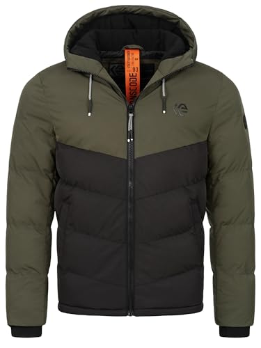 Indicode Herren INAgiotis Winterjacke mit Kapuze | Herrenjacke Jacke Steppjacke Männer Army XL von Indicode