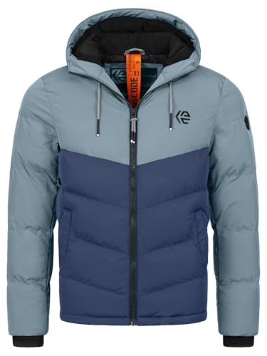 Indicode Herren INAgiotis Winterjacke mit Kapuze | Herrenjacke Jacke Steppjacke Männer Blue grey XXL von Indicode