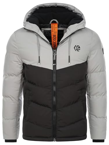 Indicode Herren INAgiotis Winterjacke mit Kapuze | Herrenjacke Jacke Steppjacke Männer Lt Grey XXL von Indicode