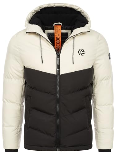 Indicode Herren INAgiotis Winterjacke mit Kapuze | Herrenjacke Jacke Steppjacke Männer White Asparagus, L von Indicode