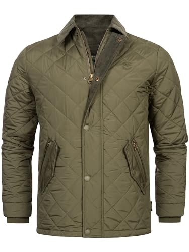 Indicode Herren INAldos Steppjacke mit Cordkragen und Rautensteppung | Daunenjacke für Männer Army, S von Indicode