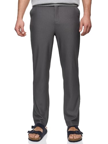 Indicode Herren INAmogust Stoffhose mit feiner Textur | Stretch Hose Herrenhose für Männer Dk Grey, M von Indicode