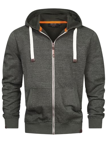Indicode Herren INBaustian Sweatjacke mit RIPP-Bündchen und Kapuze | Kapuzensweater Hoodie für Männer Climb Ivy XXL von Indicode