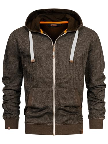 Indicode Herren INBaustian Sweatjacke mit RIPP-Bündchen und Kapuze | Kapuzensweater Hoodie für Männer Coffee Bean, XL von Indicode
