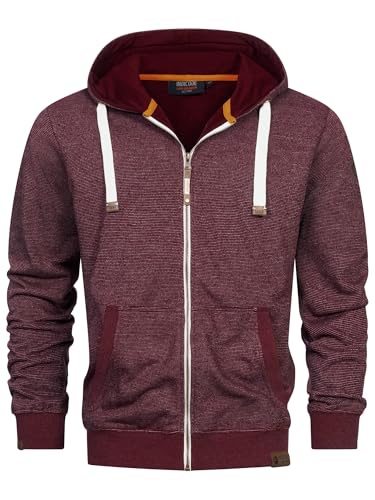 Indicode Herren INBaustian Sweatjacke mit RIPP-Bündchen und Kapuze | Kapuzensweater Hoodie für Männer Wine, M von Indicode