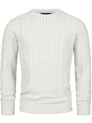 Indicode Herren INBellin Pullover mit Rundhals-Ausschnitt | Herrenpullover Pulli Strickpullover für Männer White Asparagus XXL von Indicode