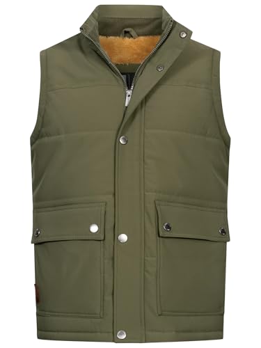 Indicode Herren INBellmil gefütterte Steppweste mit Reißverschluss und Stehkragen | Markenweste für Männer Army, XL von Indicode
